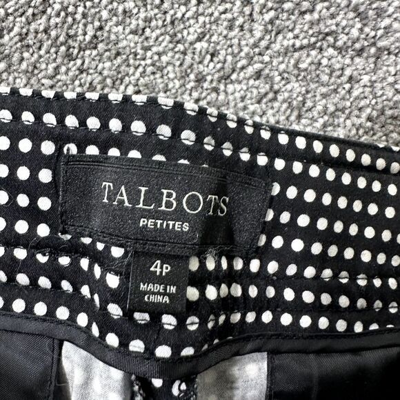 Talbots Trouser Pants Women 4P Black Dot Print Cotton Blend Straight Office - Picture 10 of 12